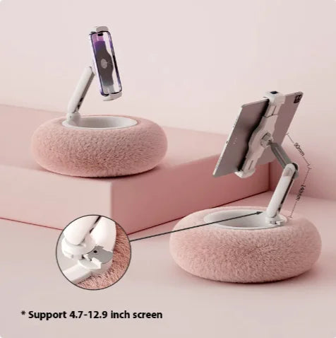 Viozon Tablet Stand Pillow, Compatible with 4.7"-13" Phone/Tablet, iPad, iPhone, Samsung, Google, Kindle, 360°Adjustable Phone Holder for Bed with Soft Plush Fabric, and Detachable Bowl